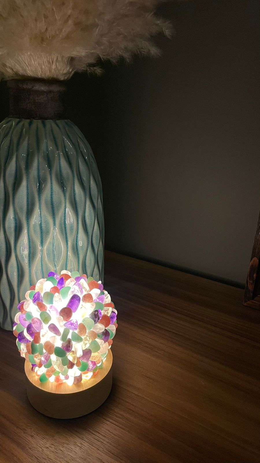 AMETHYST AND ROSE  QUARTZ AND GREEN AVENTURINE  LAMP