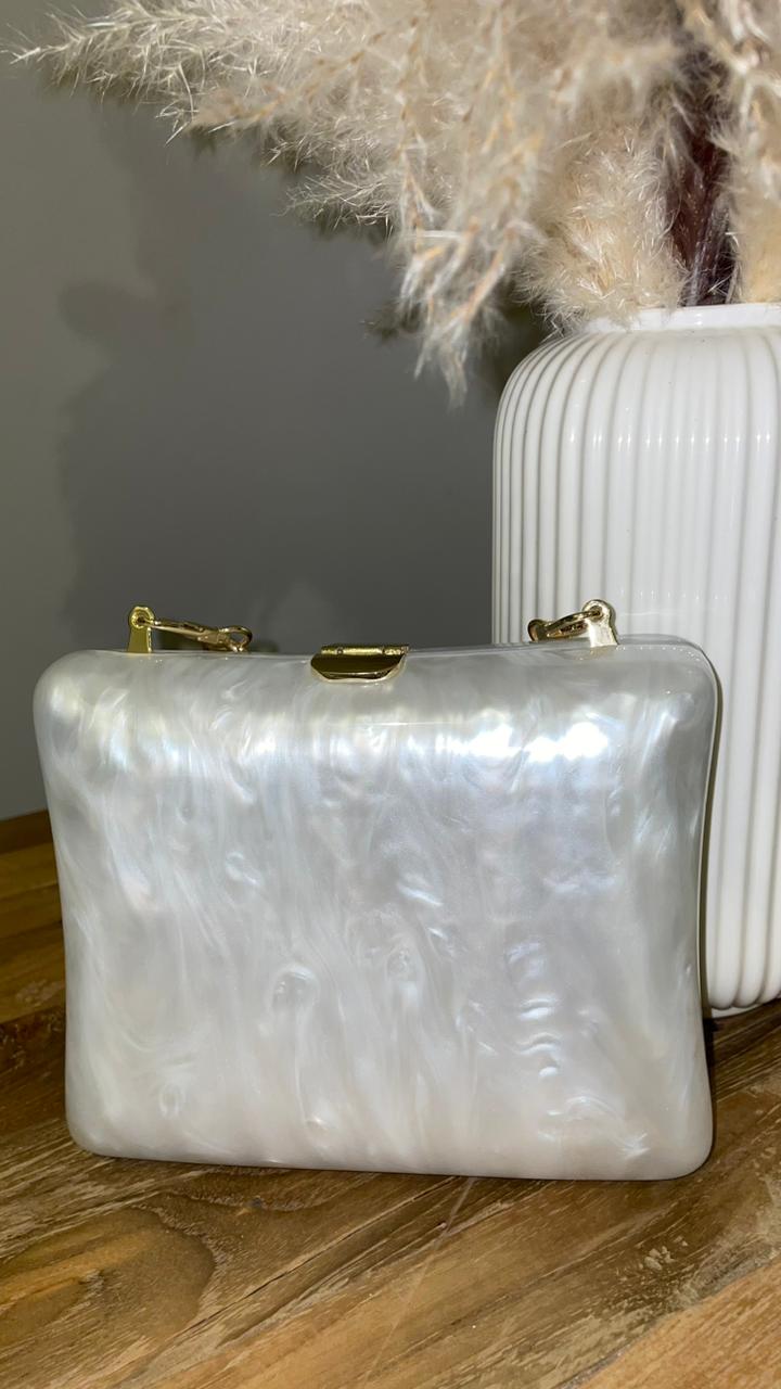 MARBLE WHITE SOLID HANDBAG