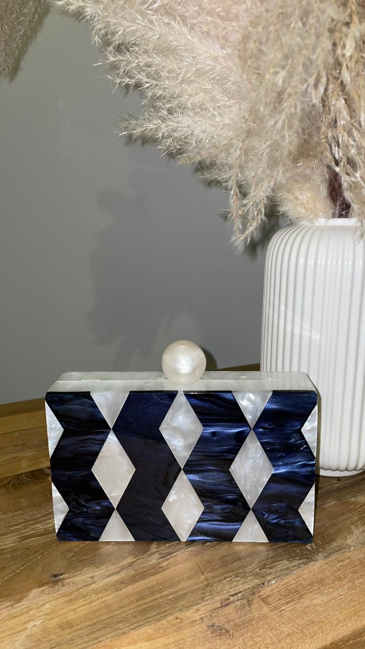 ACRYLIC BLUE STRIPED HANDBAG