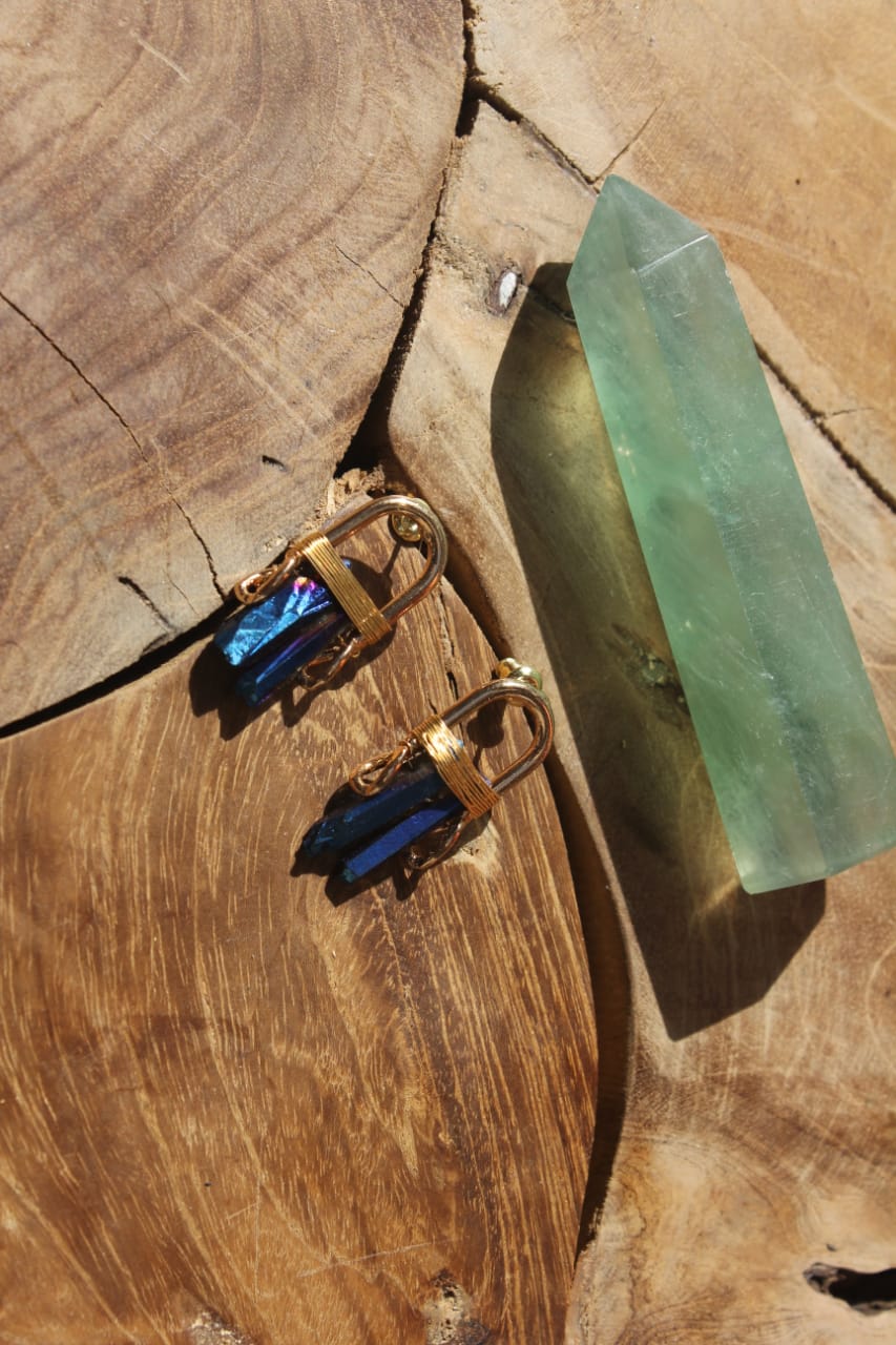 LONG BLUE SEA GLASS EARRINGS