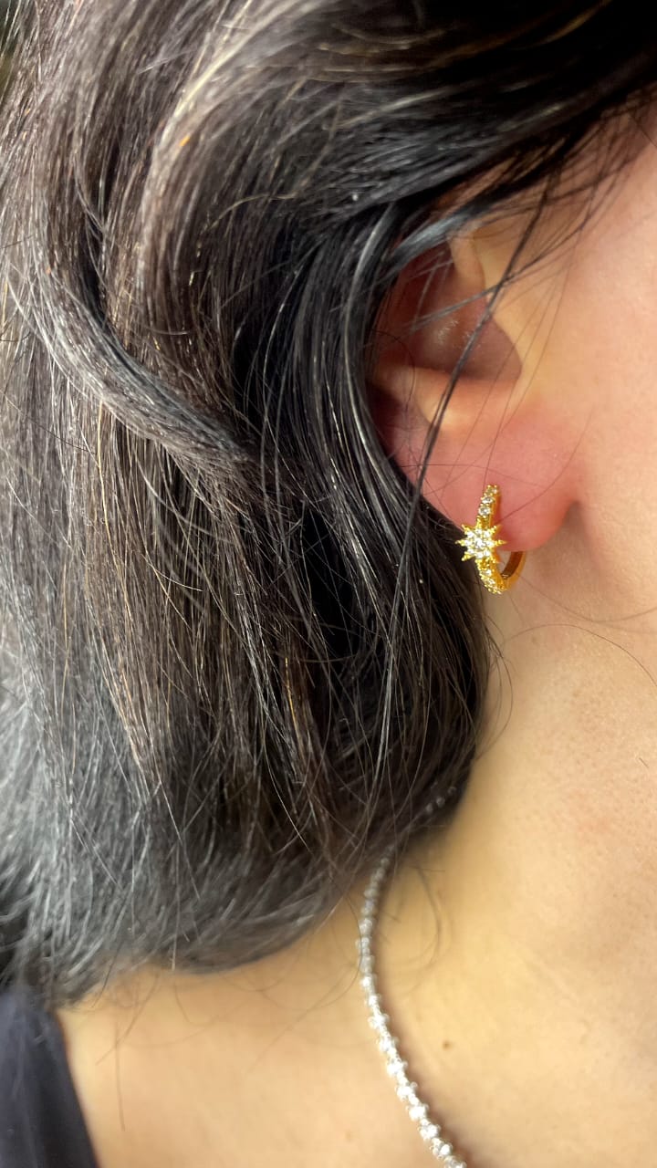 STAR & MOON DROP GOLD EARRINGS