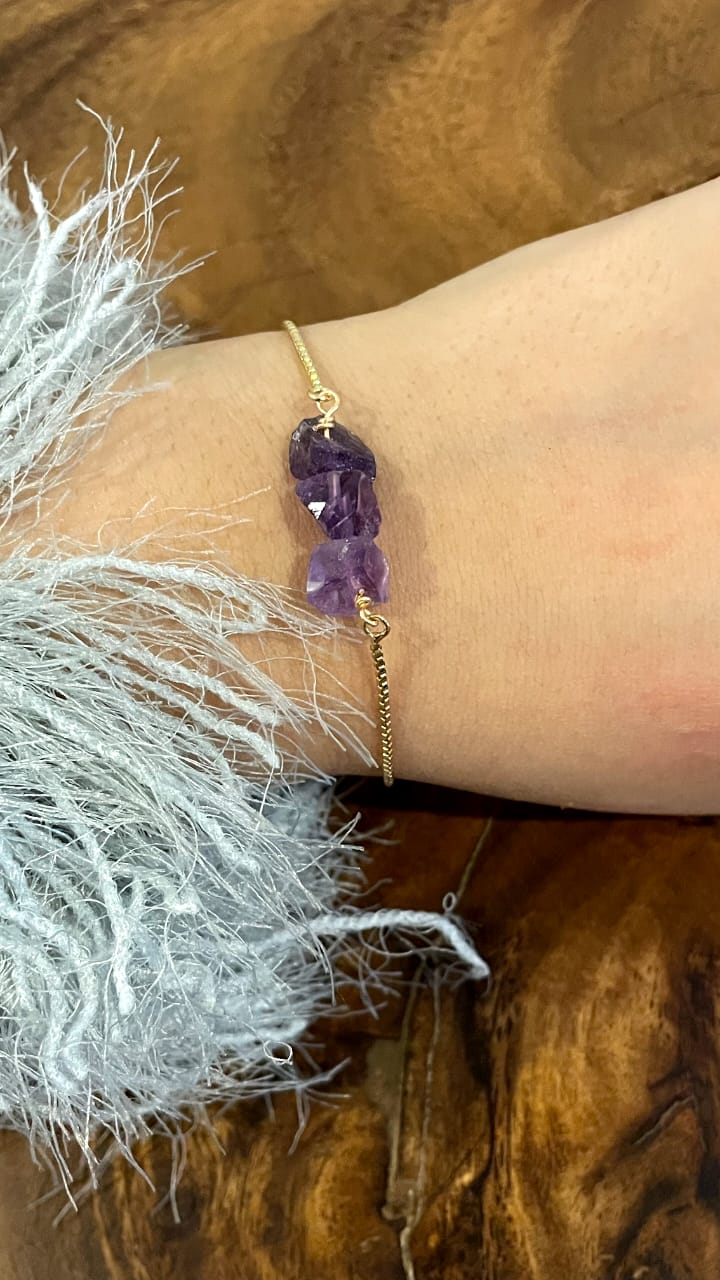 PURPLE STONES GOLD BRACELET