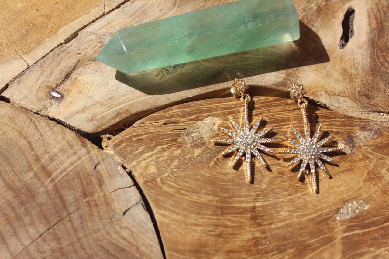 OPAL STAR GOLD EARRINGS