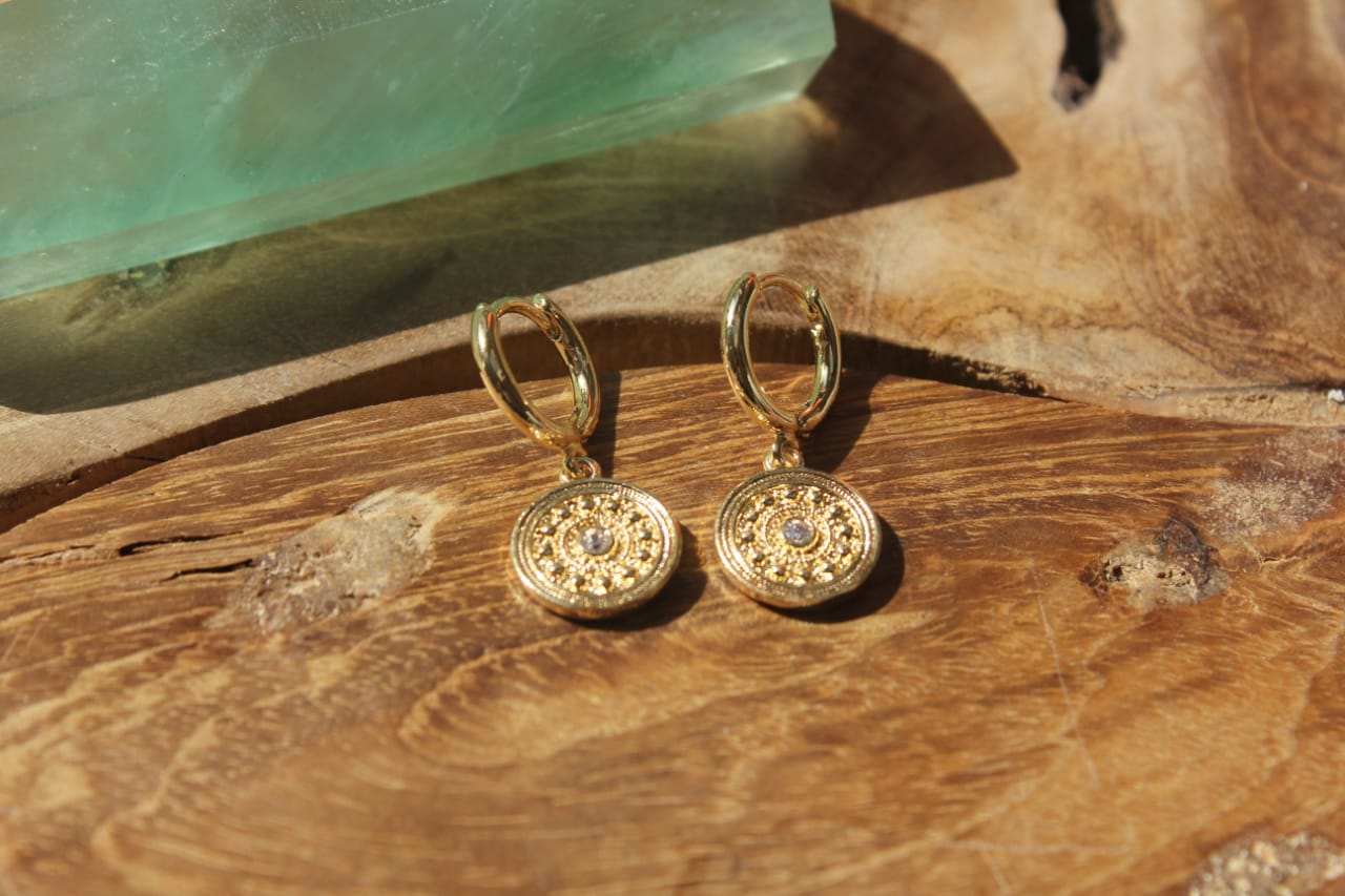 GOLD STUD DROP EARRINGS