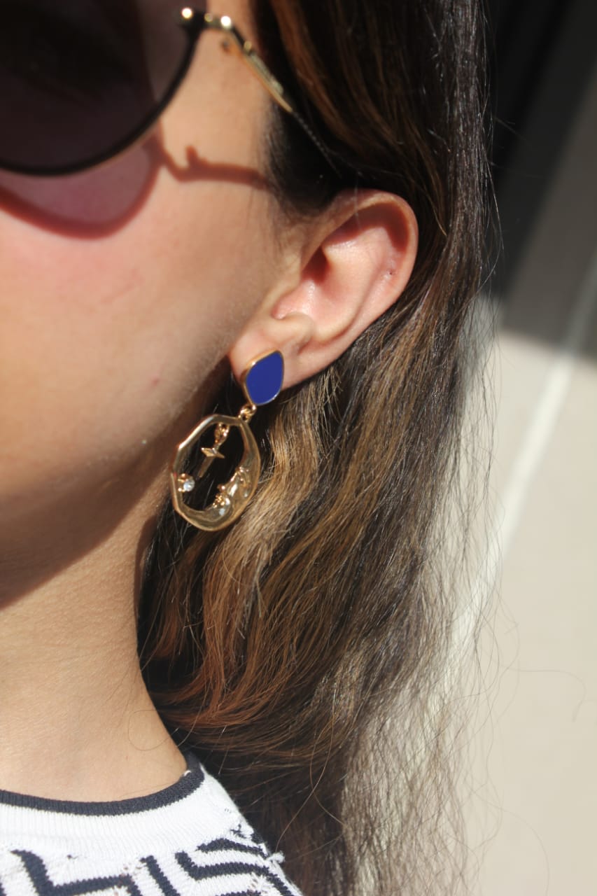 MOON & SUN CIRCLE GOLD EARRINGS