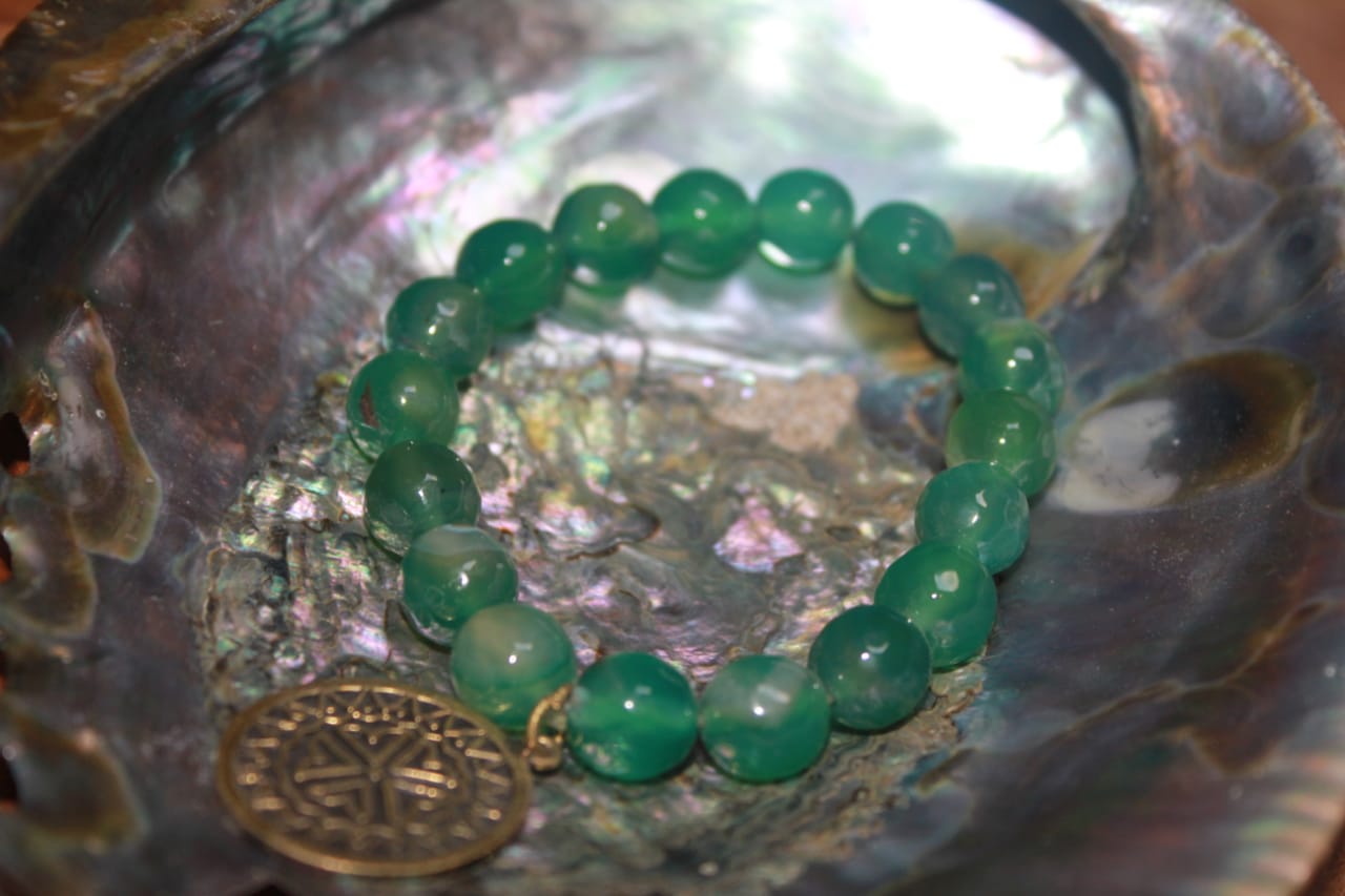 GREEN PEARLS PLATED BRACELET