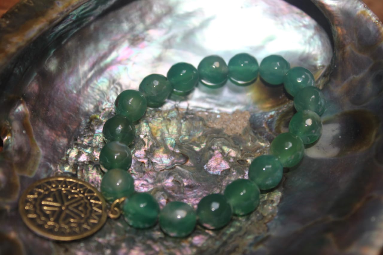 GREEN PEARLS PLATED BRACELET