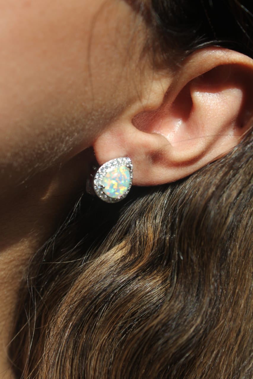 WHITE DIAMOND SILVER EARRINGS