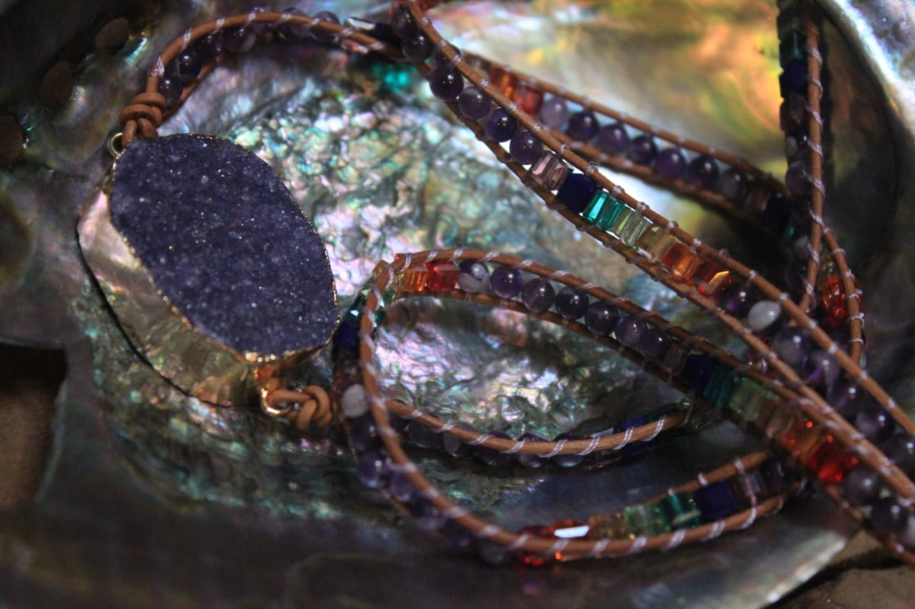 MULTIPLE ROWS COLORED DIAMONDS BRACELET