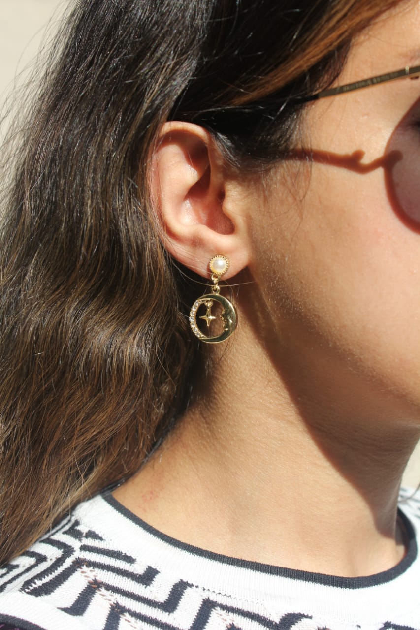 SUN & HOOP GOLD EARRING