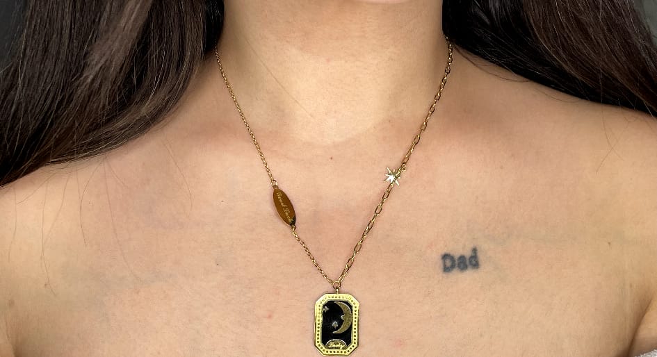 MOON PLATED SQUARE GOLD NECKLACE