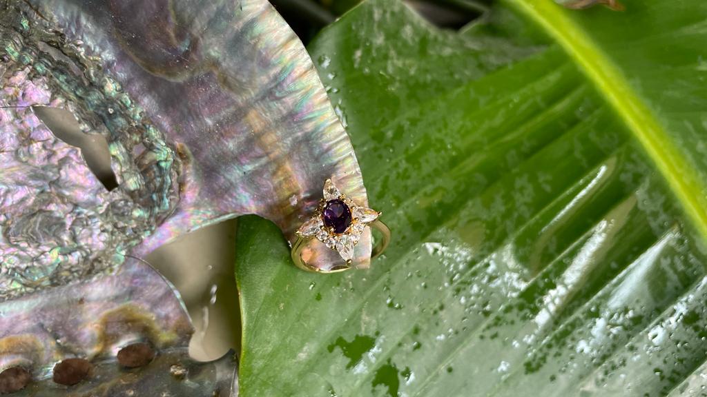 PURPLE DIAMOND SUN GOLD RING