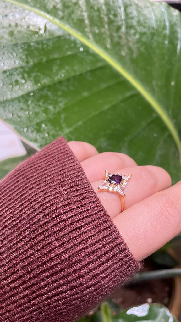 PURPLE DIAMOND SUN GOLD RING