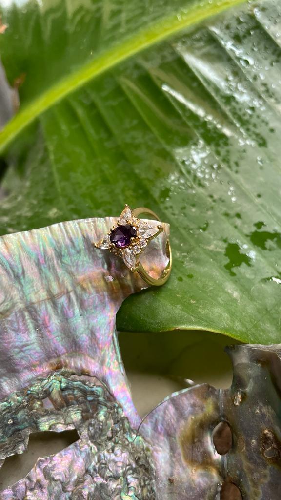 PURPLE DIAMOND SUN GOLD RING