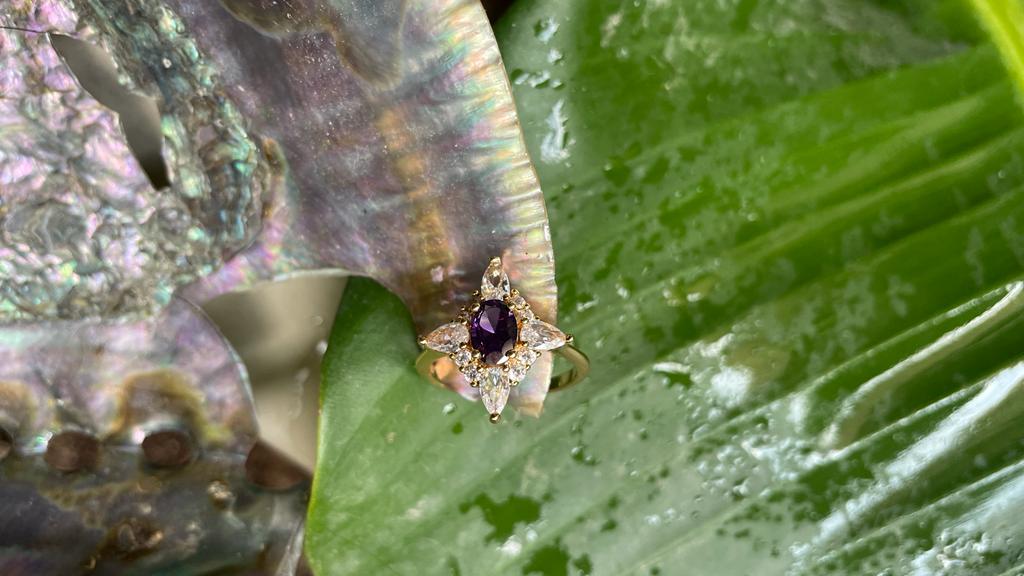 PURPLE DIAMOND SUN GOLD RING