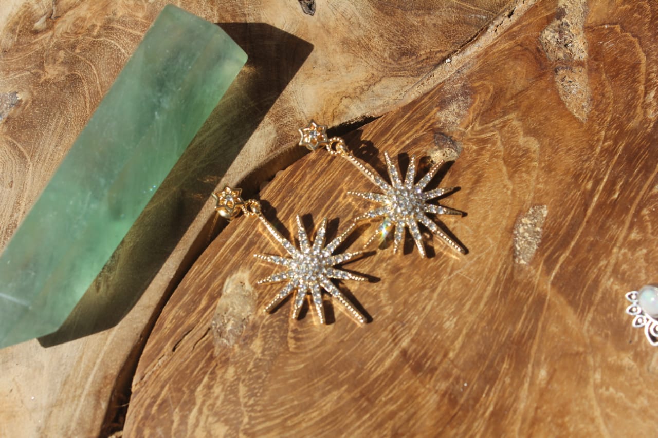 OPAL STAR GOLD EARRINGS