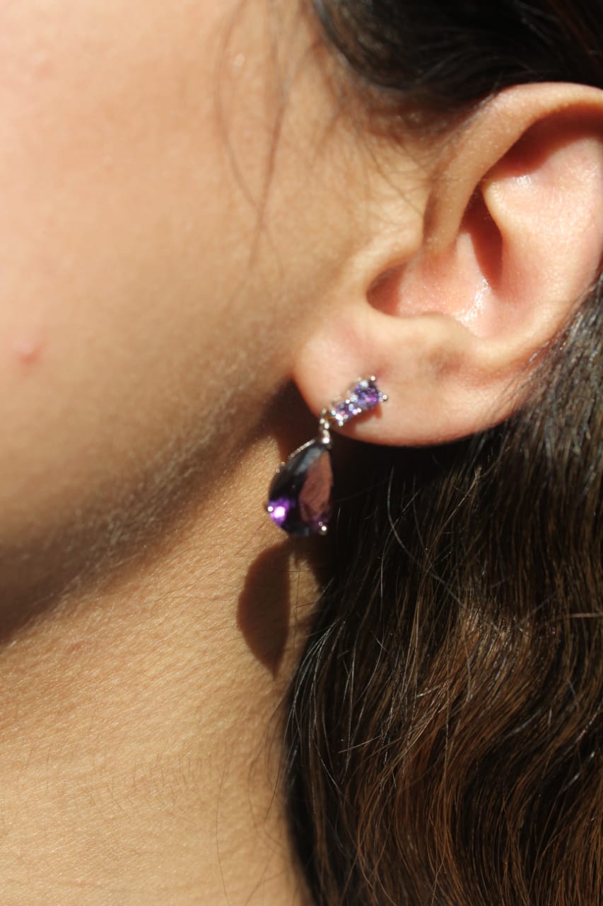 PURPLE STONE DROP EARRINGS