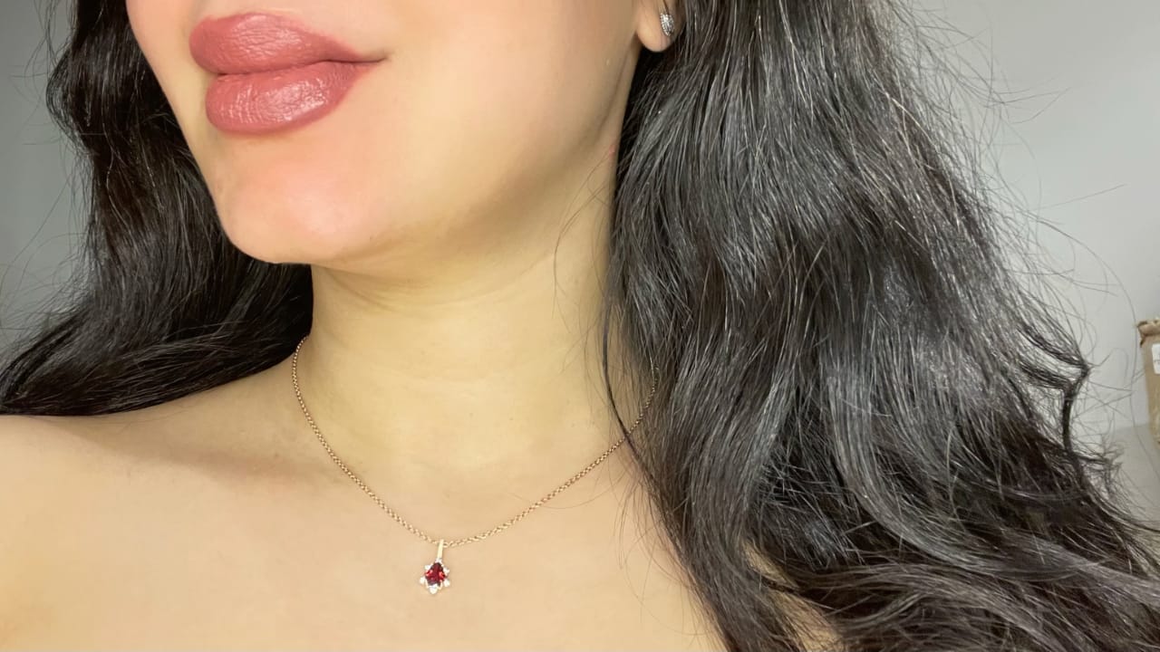 RED DIAMOND STONE GOLD NECKLACE