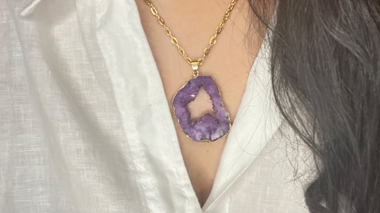 PURPLE STONE GOLD NECKLACE