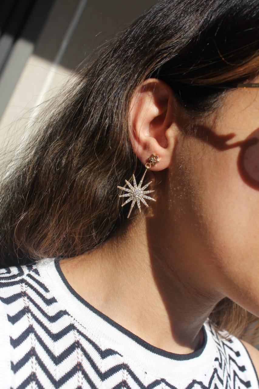 OPAL STAR GOLD EARRINGS